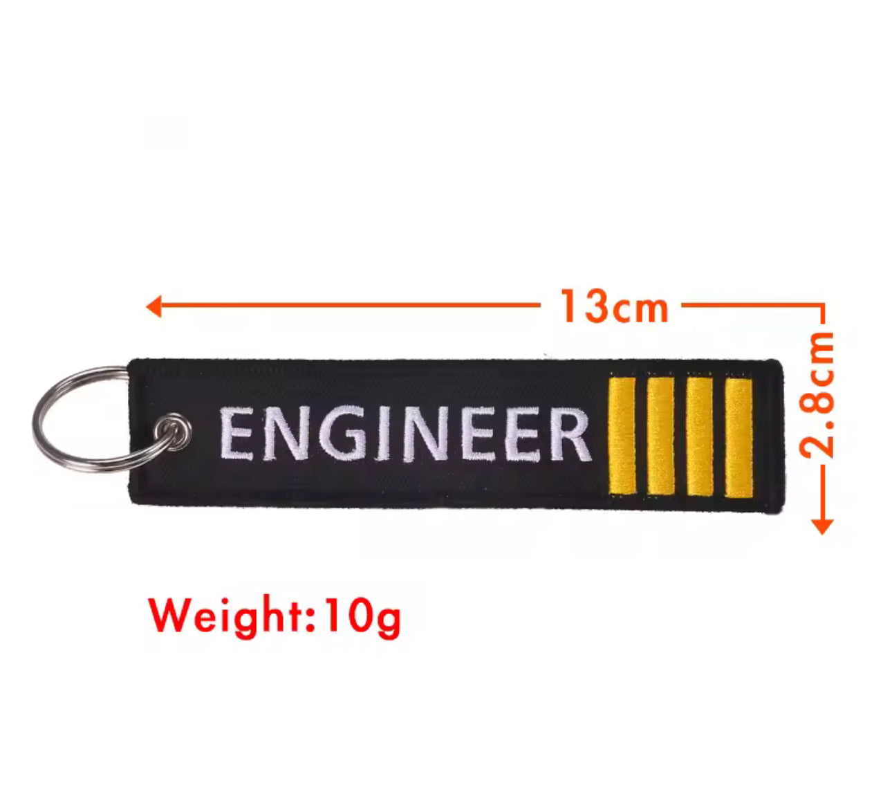 Jewelry Text Embroidery Engineer Pilot Four Bars Keychain Black Pendant Tags Rectangle Key Chains Souvenir Wholesale
