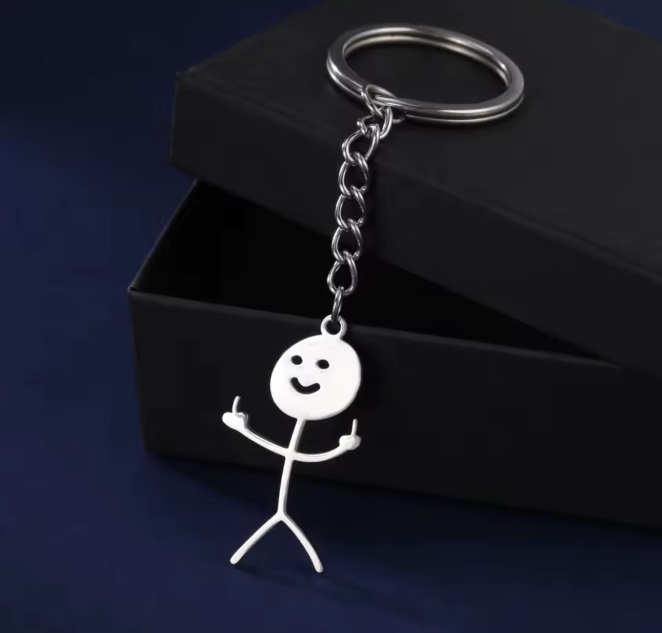 Teamer Funny Middle Finger Stickman Keychain 2025 Cute Trend School Bag Car Key Pendant Couple New Trinket Gift