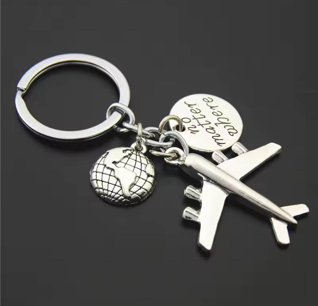 1PC Earth Airplane Keychains No Matter Where Pendant Travel Keyring Friendship Best Friend Jewelry Diy Handmade