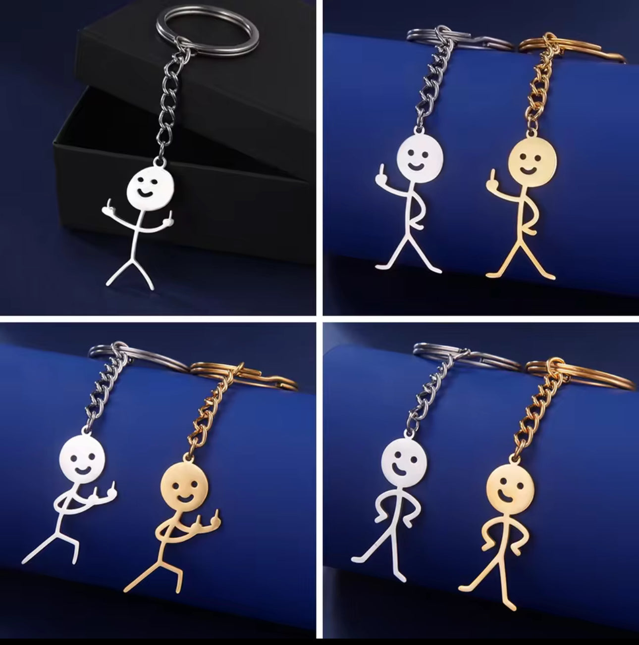 Teamer Funny Middle Finger Stickman Keychain 2025 Cute Trend School Bag Car Key Pendant Couple New Trinket Gift