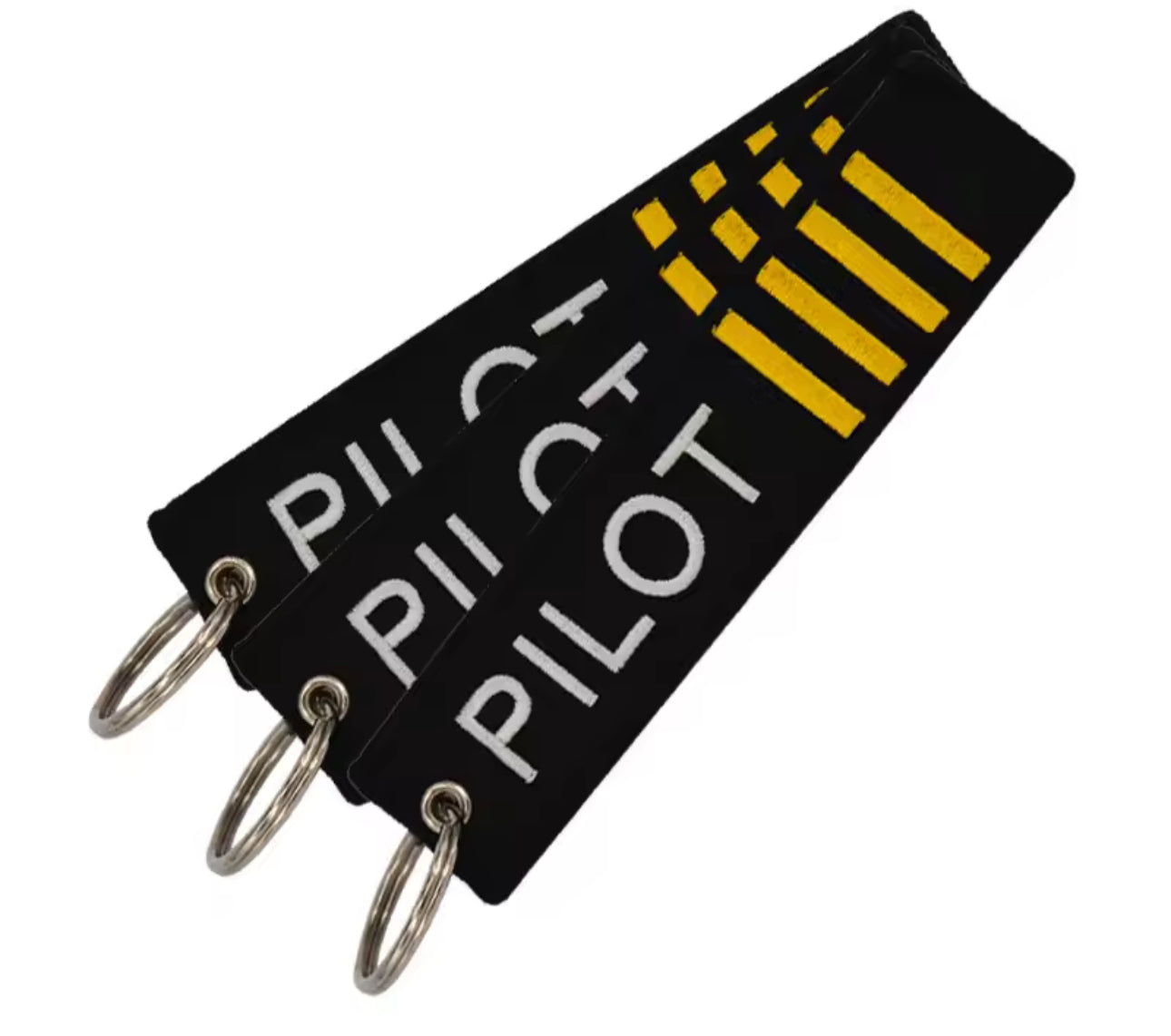 Jewelry Text Embroidery Engineer Pilot Four Bars Keychain Black Pendant Tags Rectangle Key Chains Souvenir Wholesale