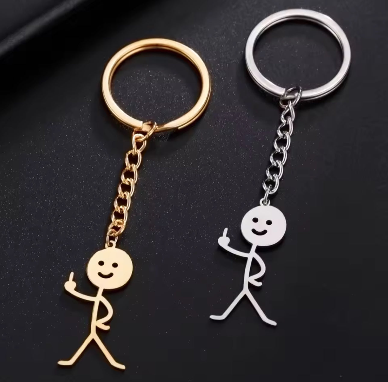 Teamer Funny Middle Finger Stickman Keychain 2025 Cute Trend School Bag Car Key Pendant Couple New Trinket Gift